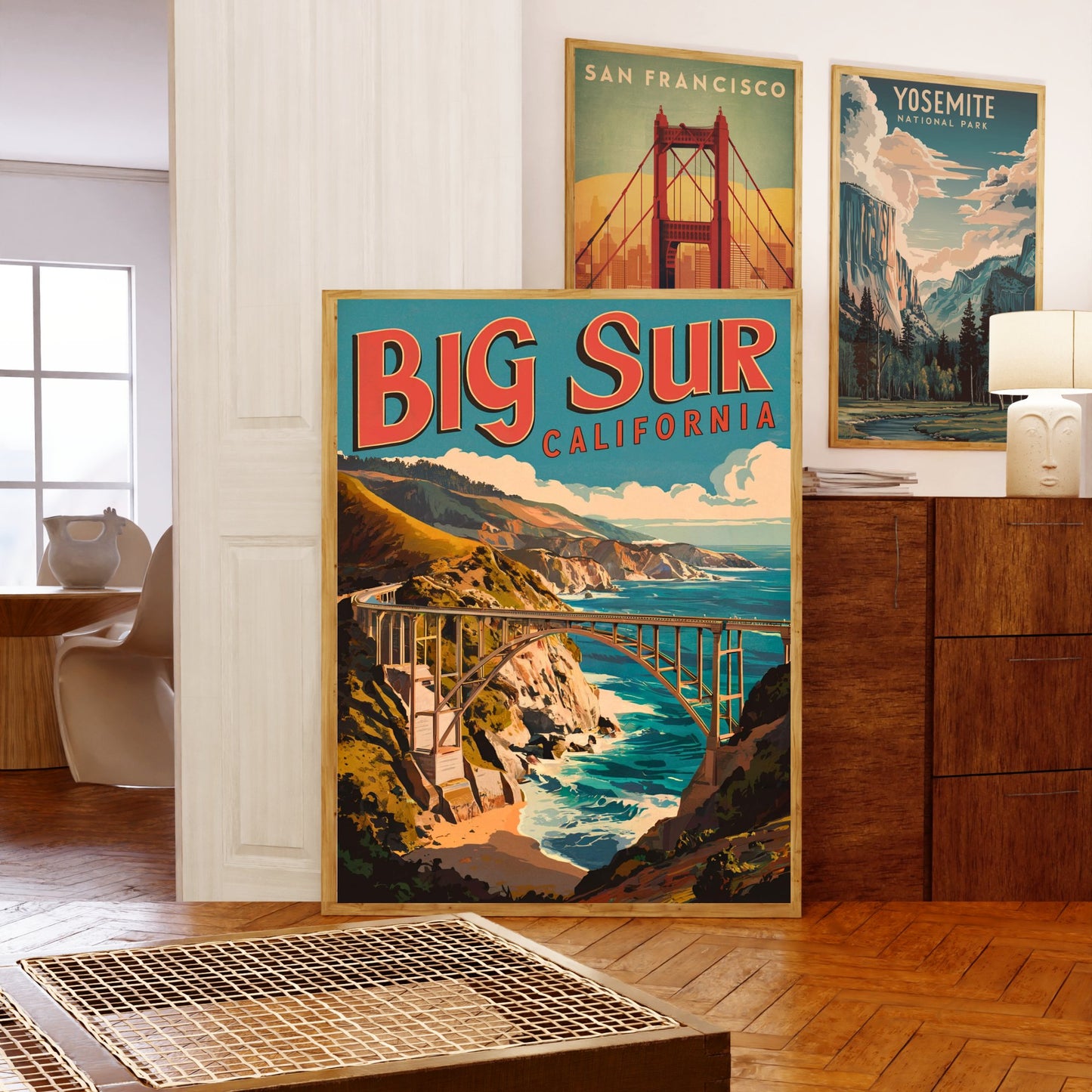 Big Sur Vintage Travel Poster - Scenic Highway and Ocean Views