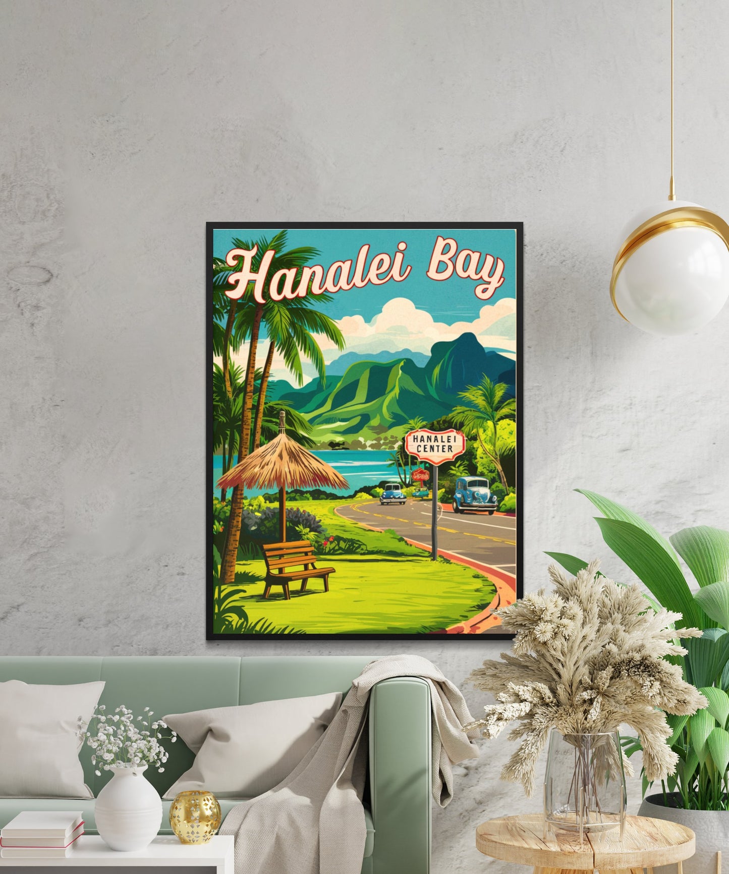 Hanalei Bay Vintage Travel Poster