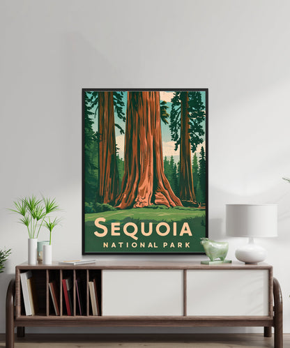 Sequoia National Park Vintage Travel Poster - Timeless Giants of the Forest