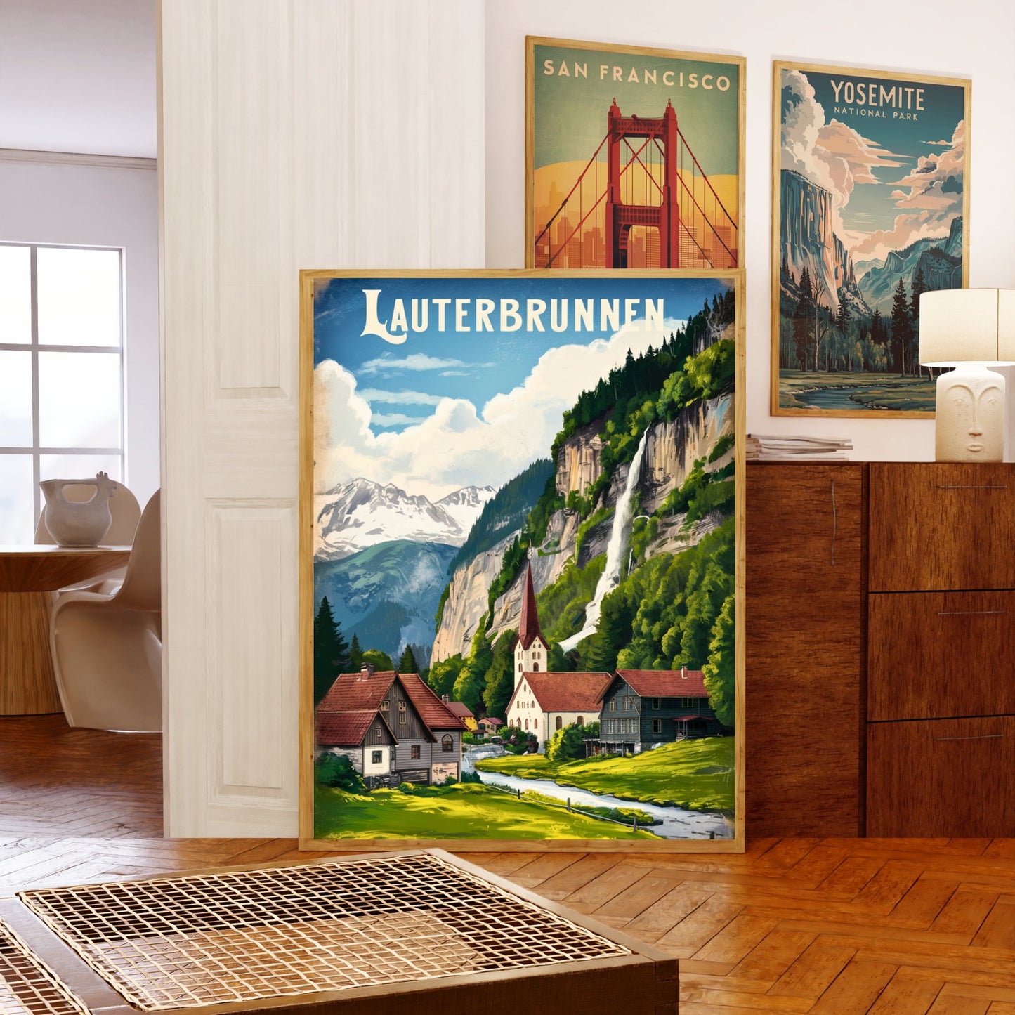 Lauterbrunnen Vintage Travel Poster - Swiss Valley Charm