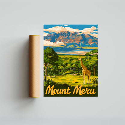 Mount Meru Vintage Travel Poster