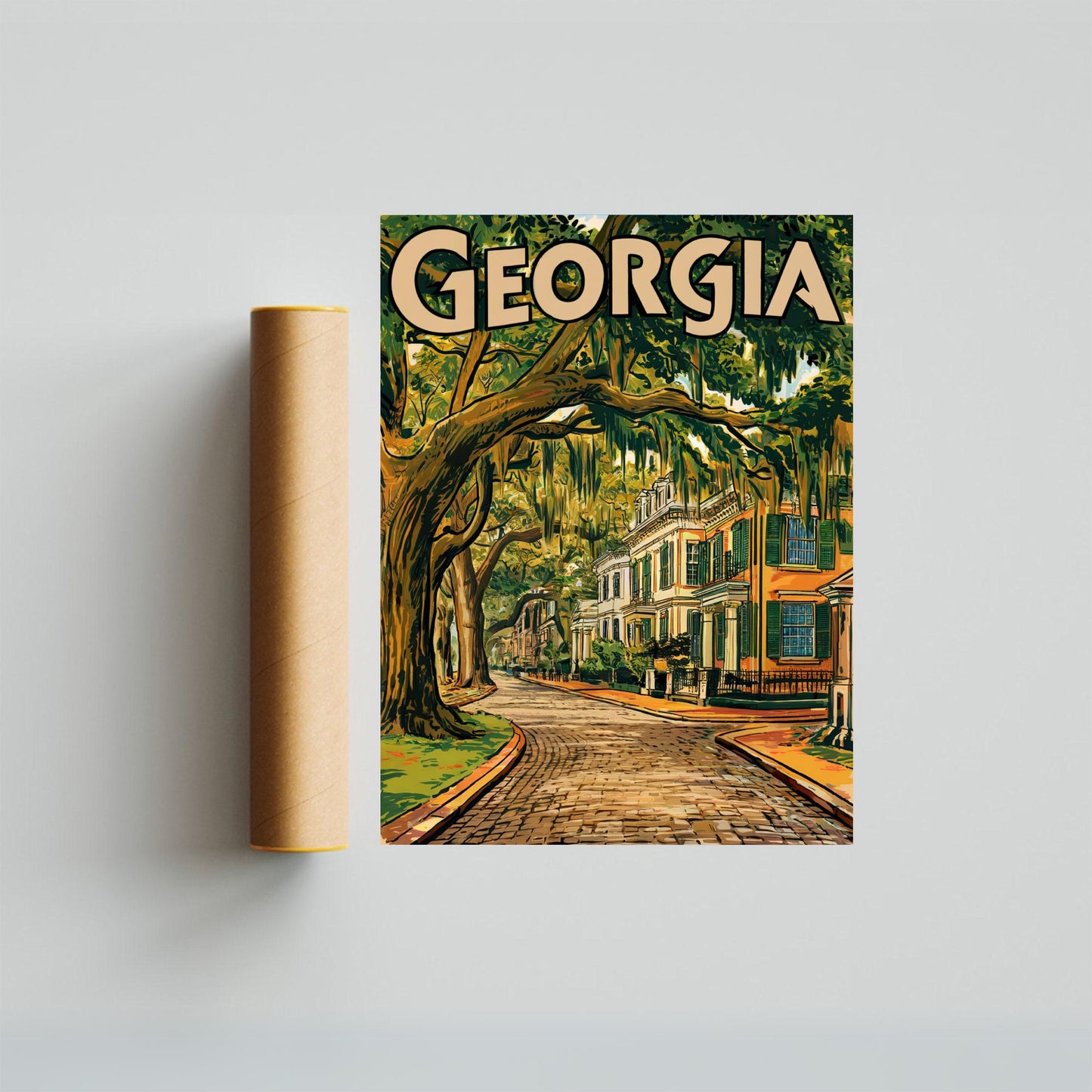 Georgia Vintage Travel Poster - Savannah