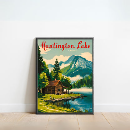 Huntington Lake Vintage Travel Poster - Serene Lake