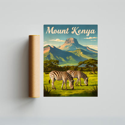 Mount Kenya Vintage Travel Poster - Mountain Splendor