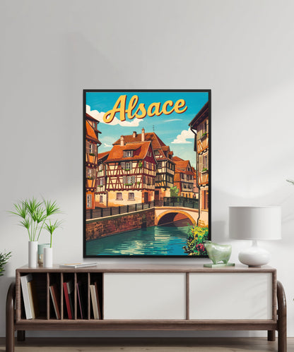 Alsace Vintage Travel Poster - Rhine Valley