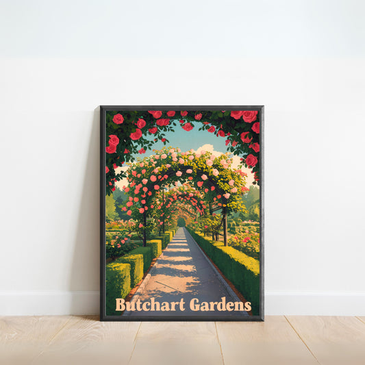 Butchart Gardens Vintage Travel Poster