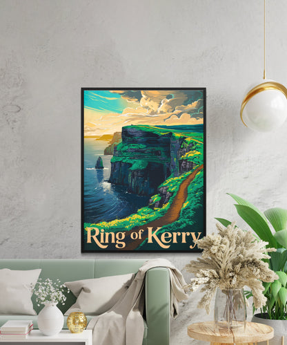 Ring of Kerry Vintage Travel Poster - Emerald Hills