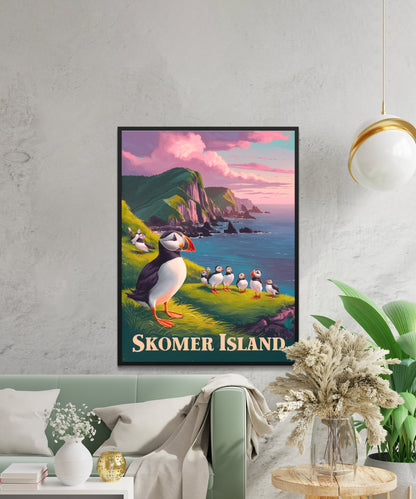 Skomer Island Vintage Travel Poster