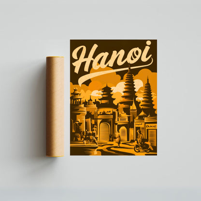 Hanoi Vintage Travel Poster - Beautiful Views