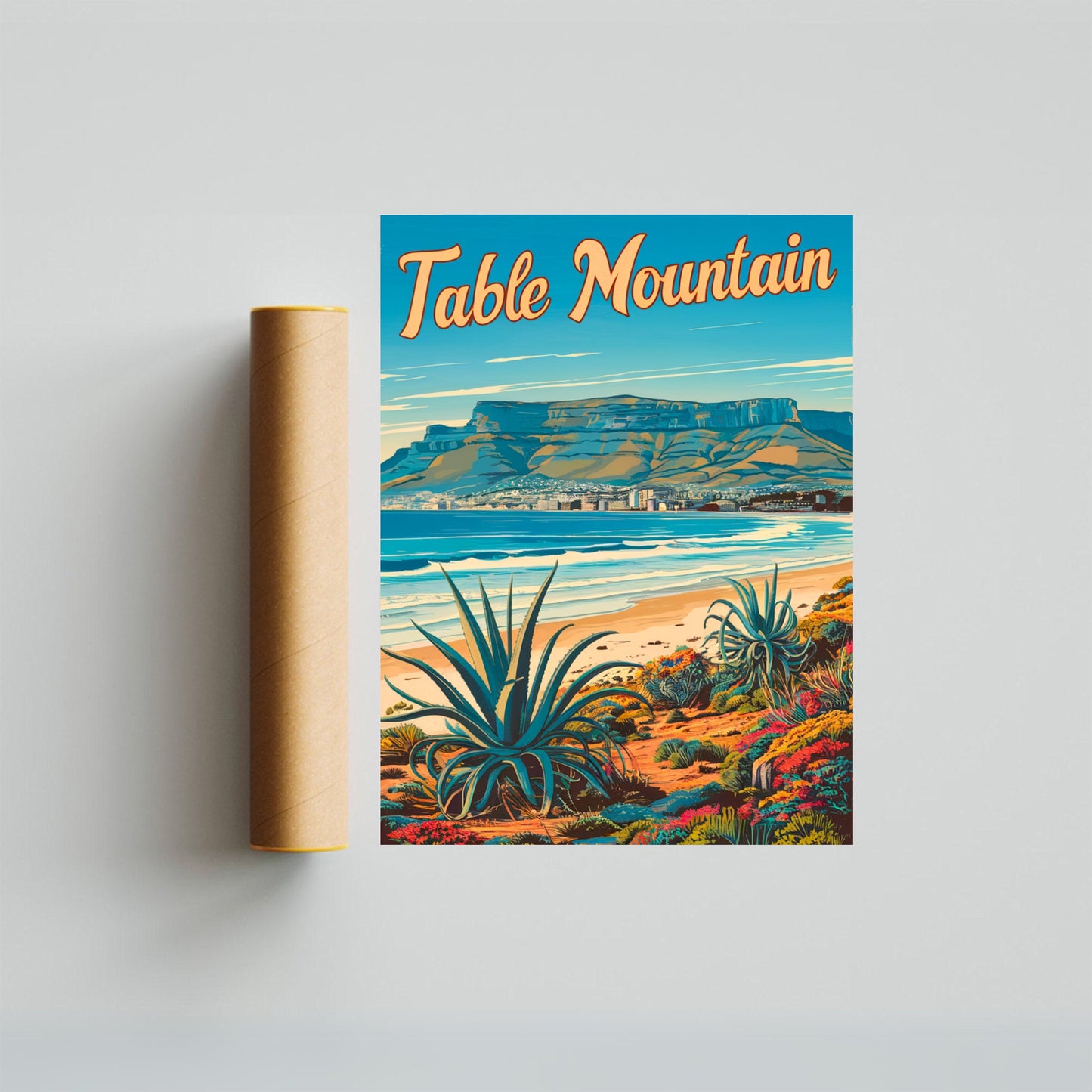 Table Mountain Vintage Travel Poster