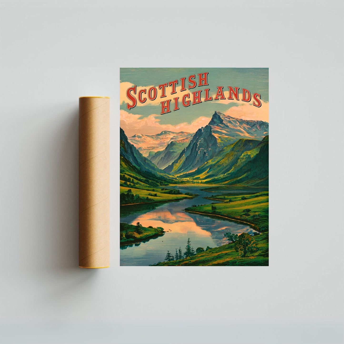 Scottish Highlands Vintage Travel Poster - Timeless Mountain Splendor