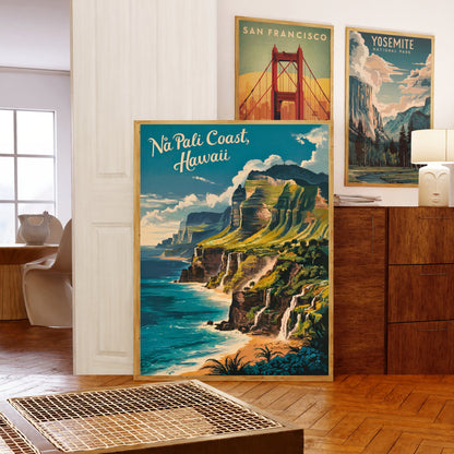 Nā Pali Coast Vintage Travel Poster