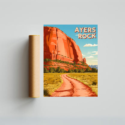 Ayers Rock Vintage Travel Poster