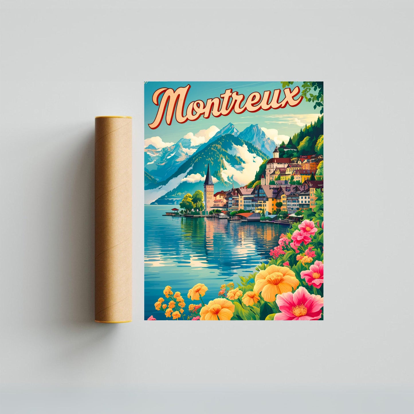 Montreux Vintage Travel Poster - Alpine Views