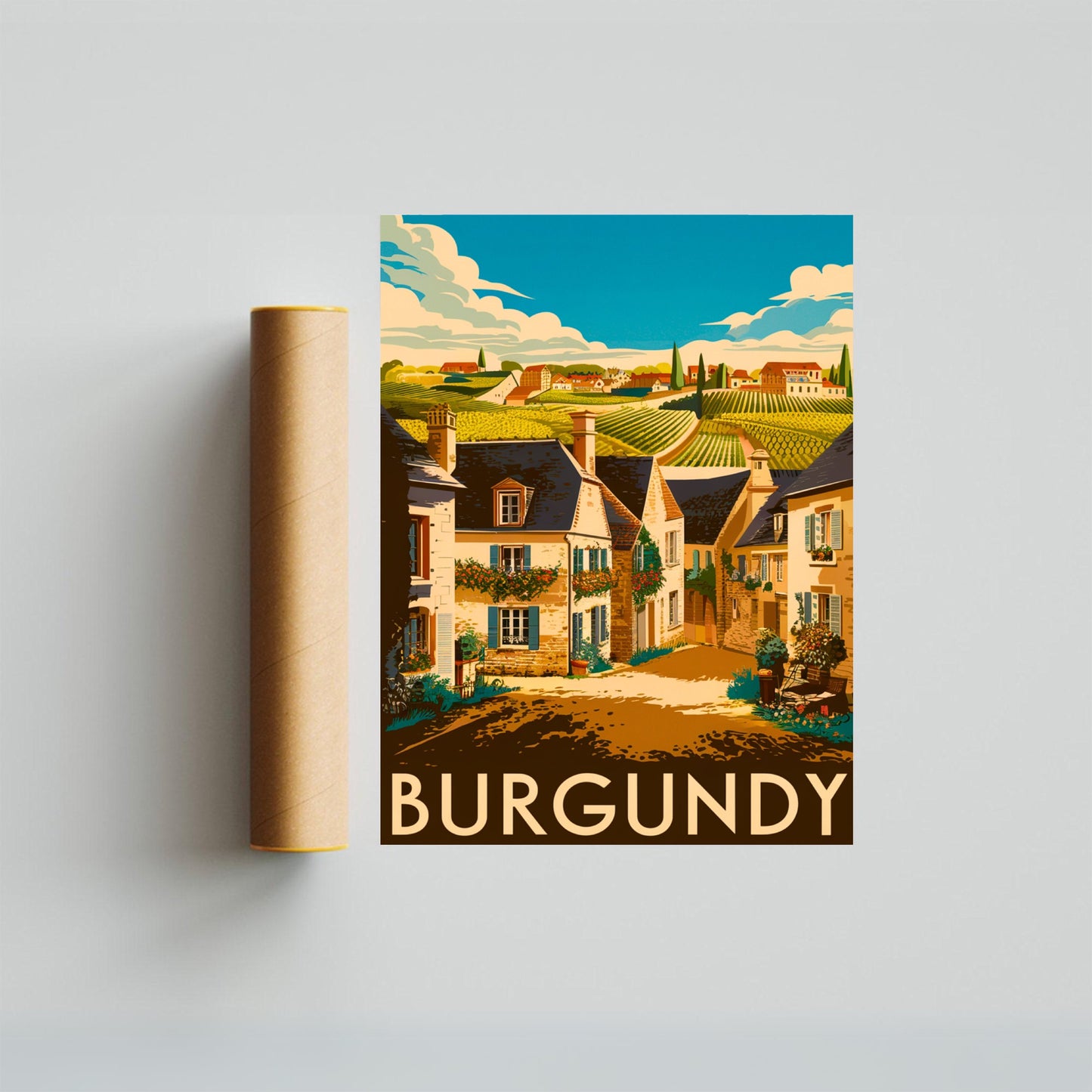 Burgundy Vintage Travel Poster