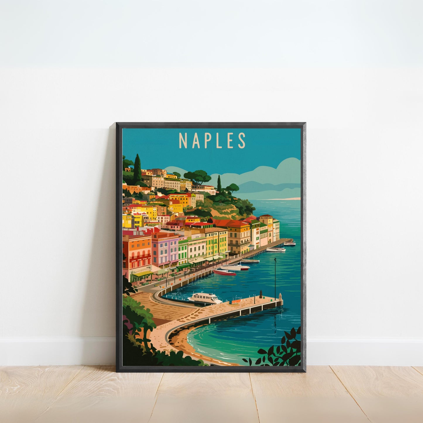 Naples Vintage Travel Poster  - Italian Coastal Charm