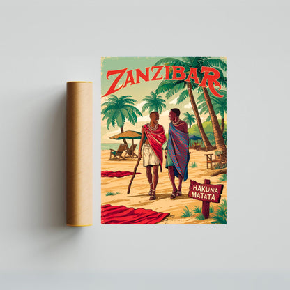 Zanzibar Vintage Travel Poster