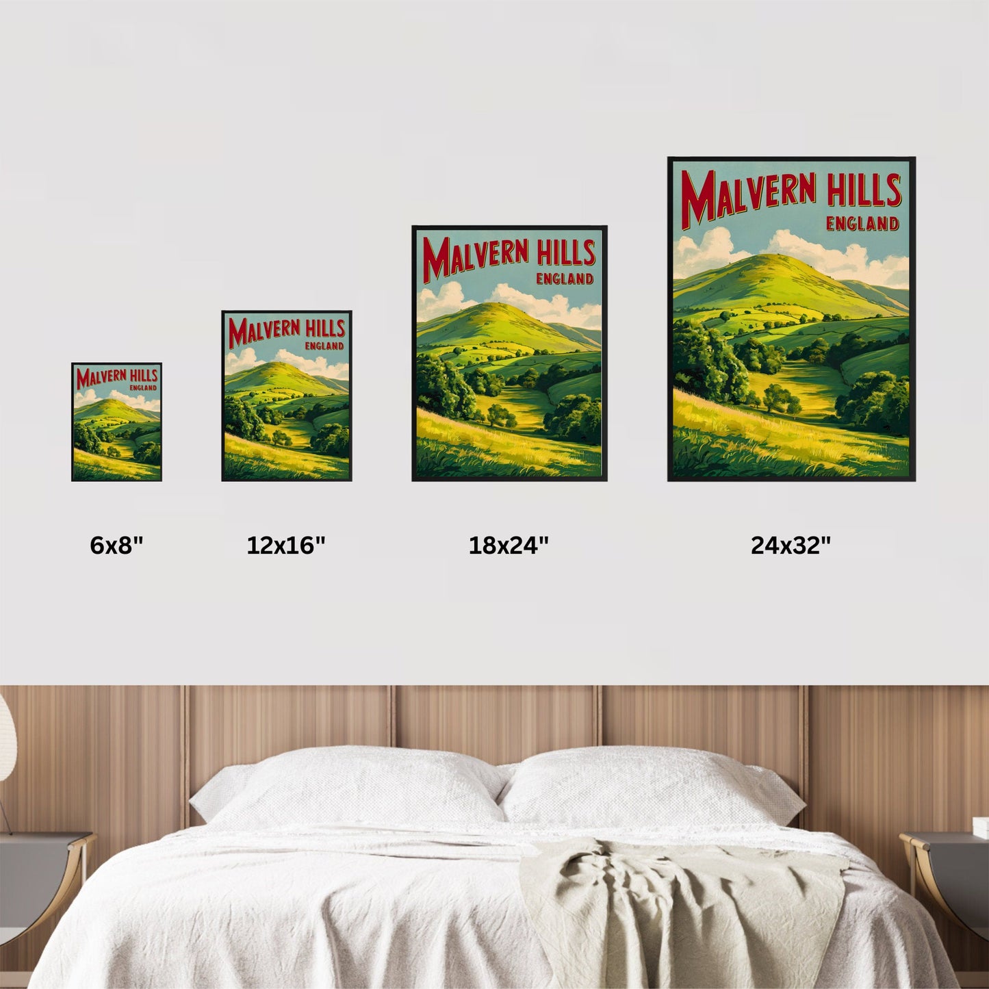 Malvern Hills Vintage Travel Poster  - Timeless English Countryside