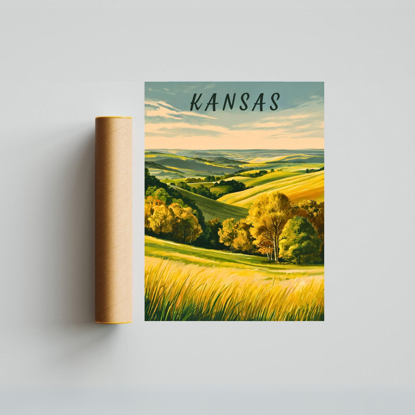 Kansas Vintage Travel Poster