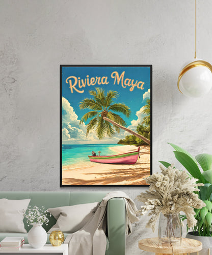 Riviera Maya Vintage Travel Poster - Mexico Paradise Island