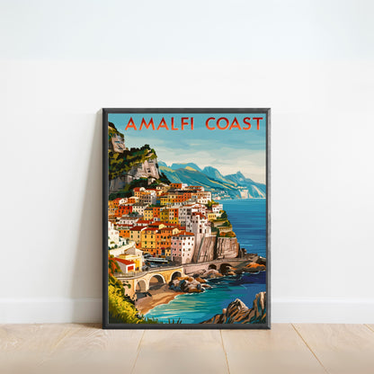 Amalfi Coast Vintage Travel Poster