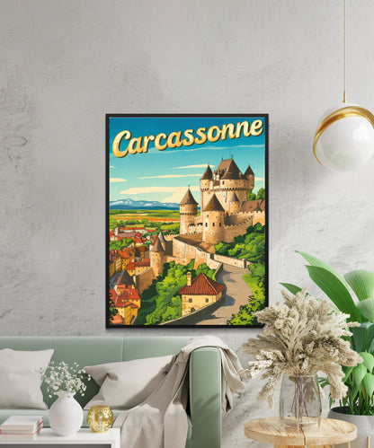 Carcassonne Vintage Travel Poster