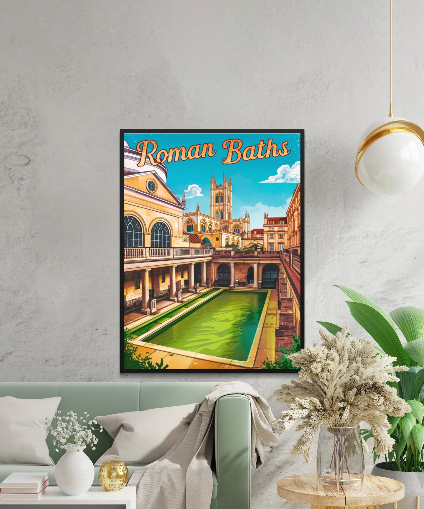 Roman Baths Vintage Travel Poster