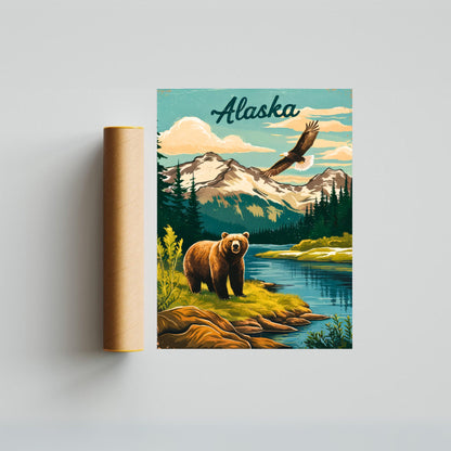 Alaska Vintage Travel Poster - Northern Wilderness