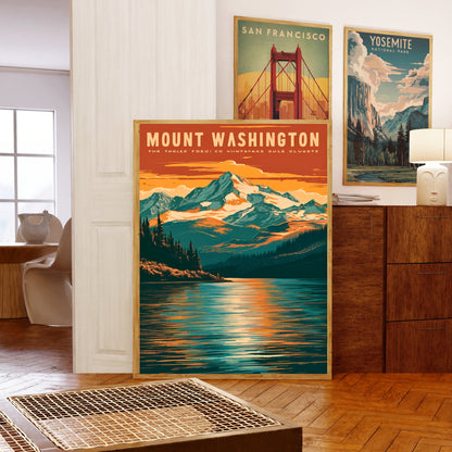 Mount Washington Vintage Travel Poster - Peak of New England