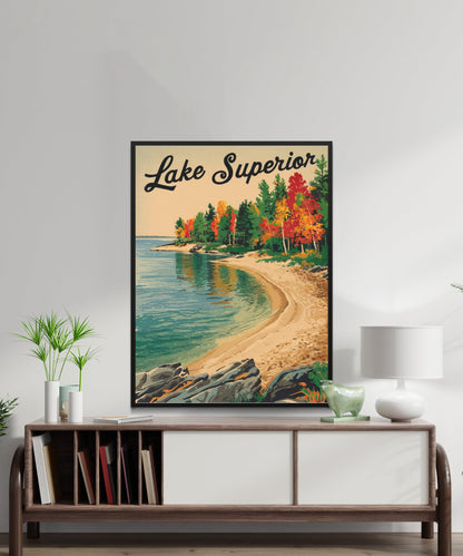 Lake Superior Vintage Travel Poster - Timeless Great Lakes Majesty