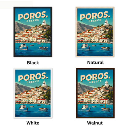 Poros Vintage Travel Poster - Scenic Harbor