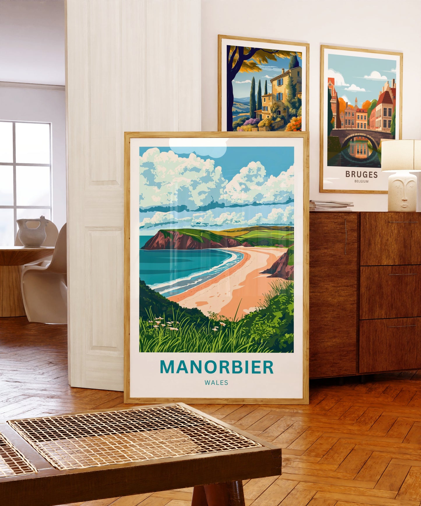 Manorbier Travel Poster - Timeless Coastal Beauty of Wales