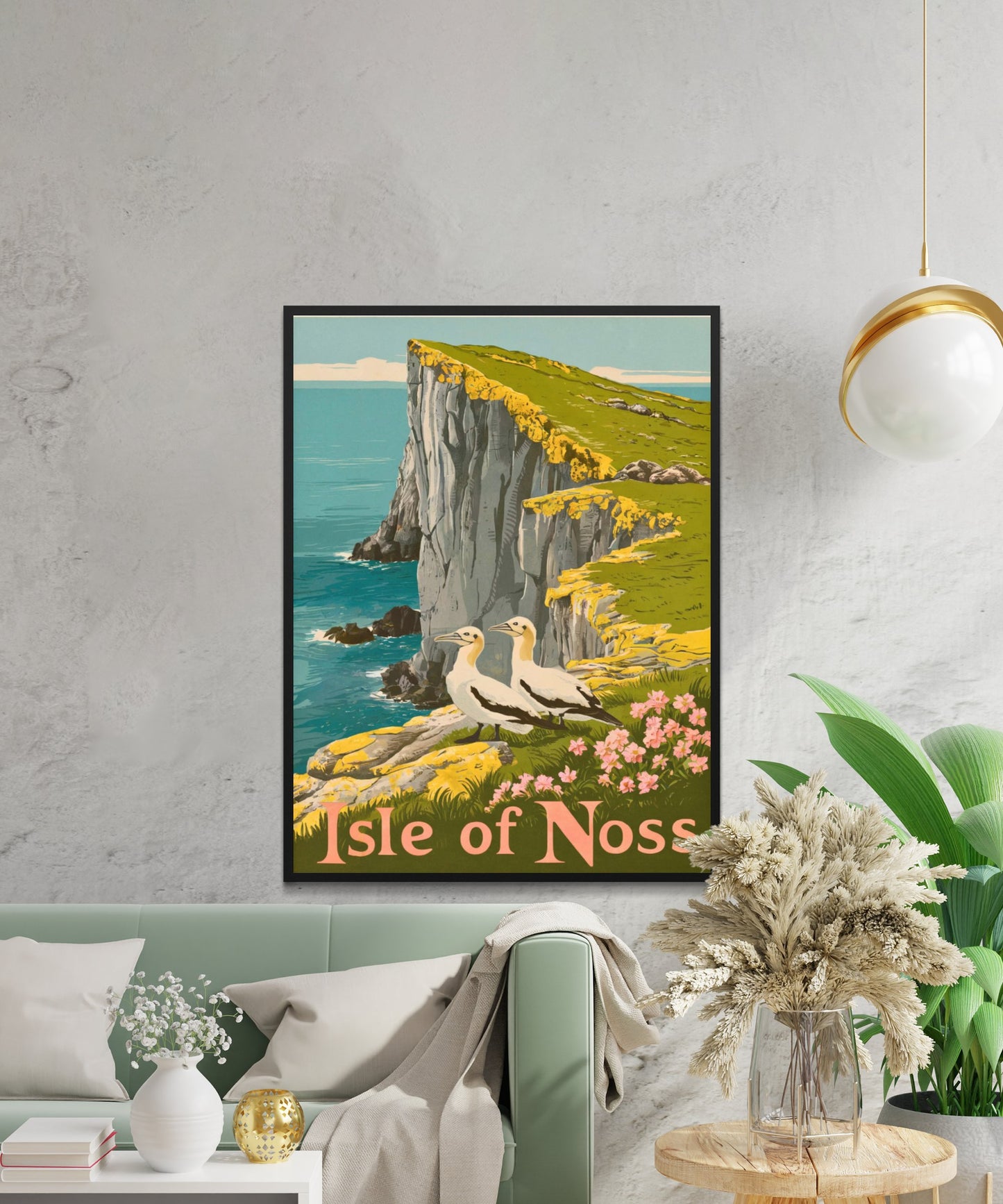 Isle of Noss Vintage Travel Poster  - Timeless Scottish Wilderness