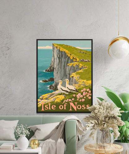 Isle of Noss Vintage Travel Poster  - Timeless Scottish Wilderness