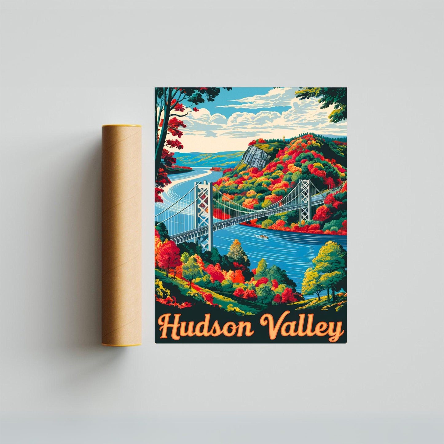 Hudson Valley Vintage Travel Poster - Scenic River