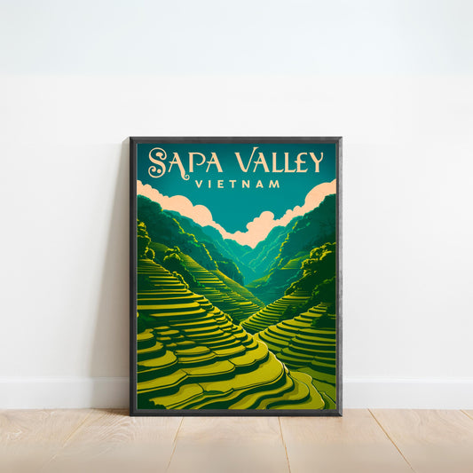 Sapa Valley Vintage Travel Poster