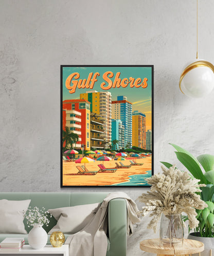 Gulf Shores Vintage Travel Poster