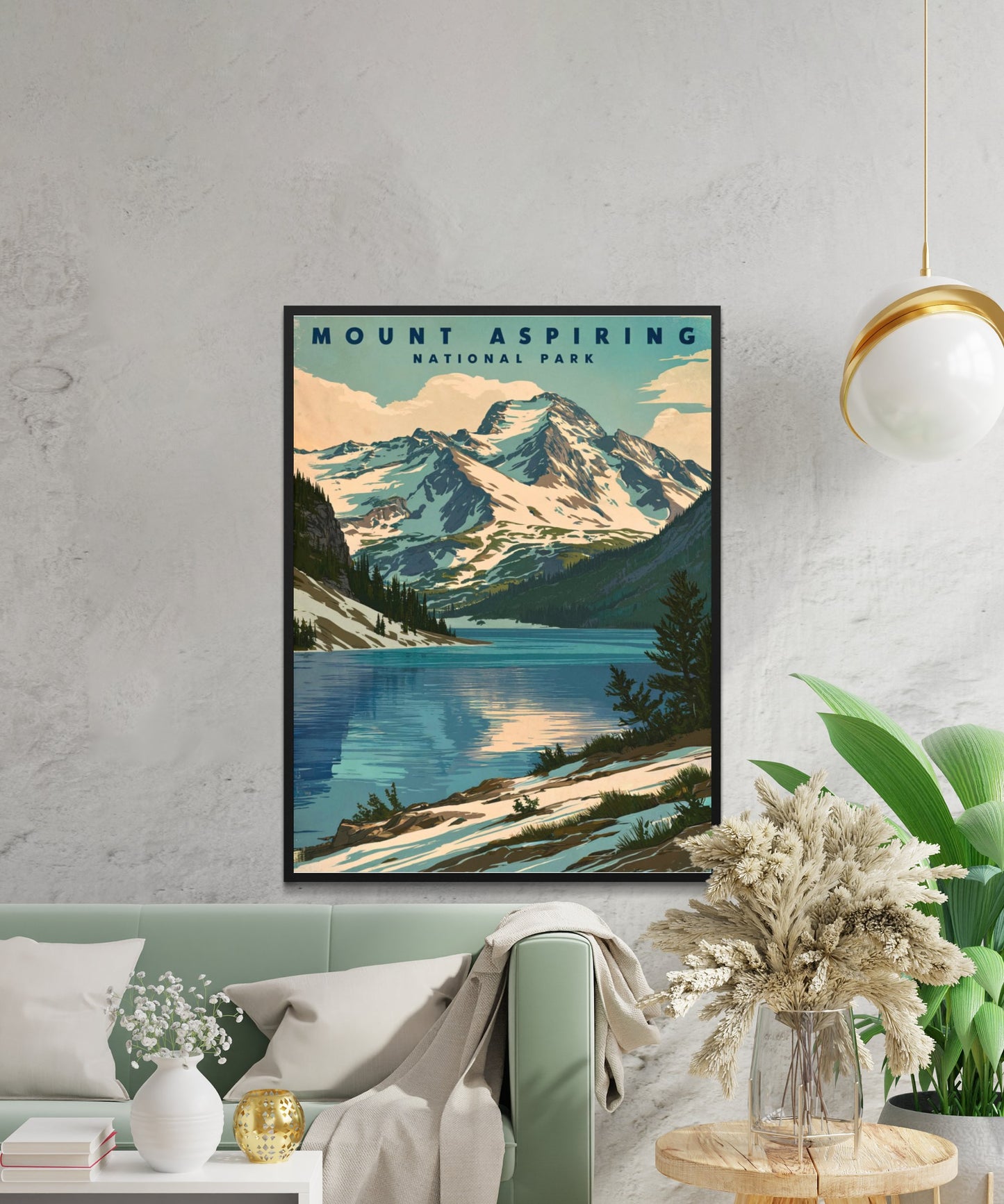 Mount Aspiring Vintage Travel Poster - Majestic Alpine Views