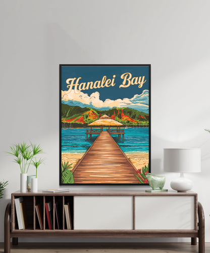 Hanalei Bay Vintage Travel Poster - Lush Valley