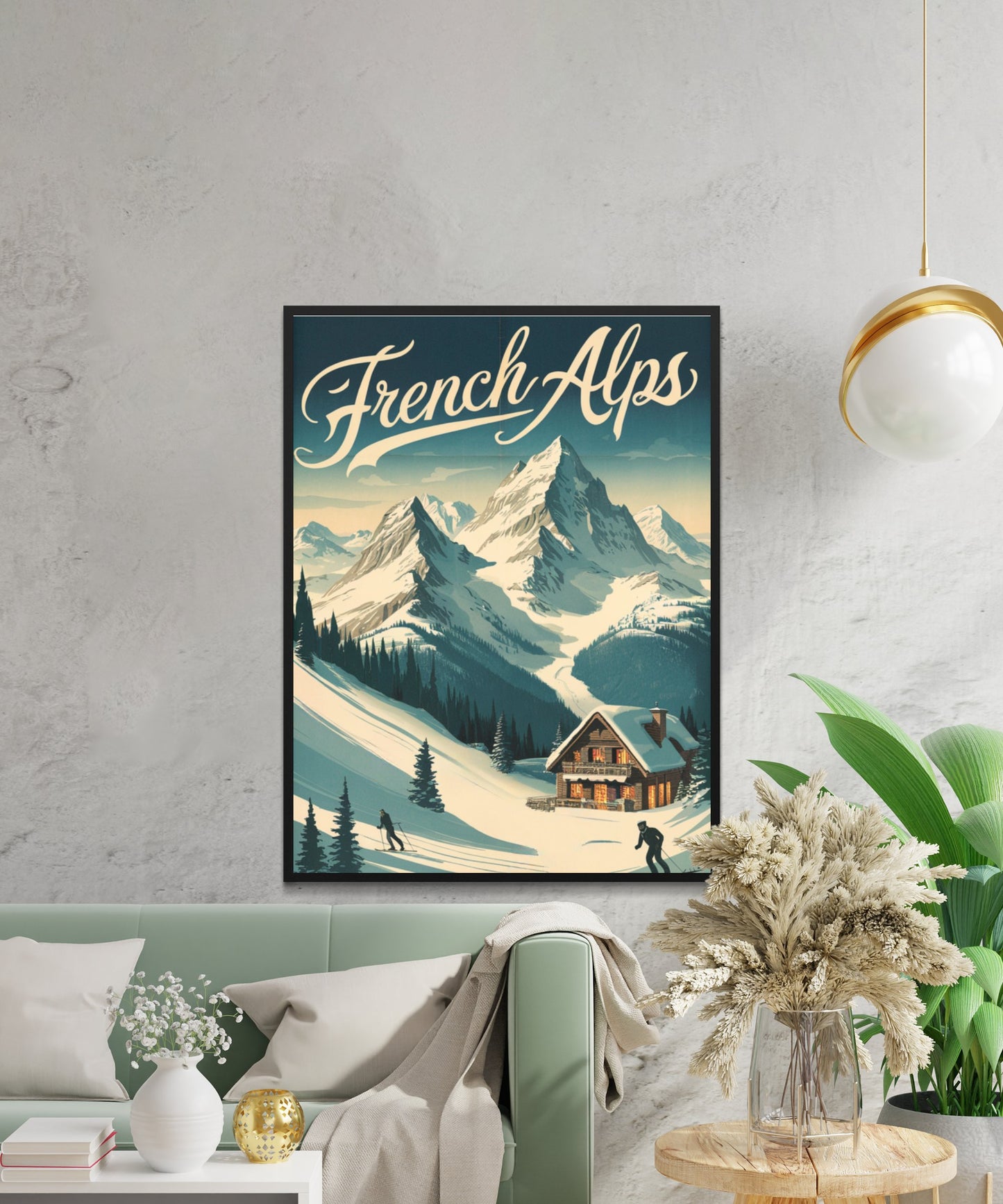 French Alps Vintage Travel Poster - Mountain Views