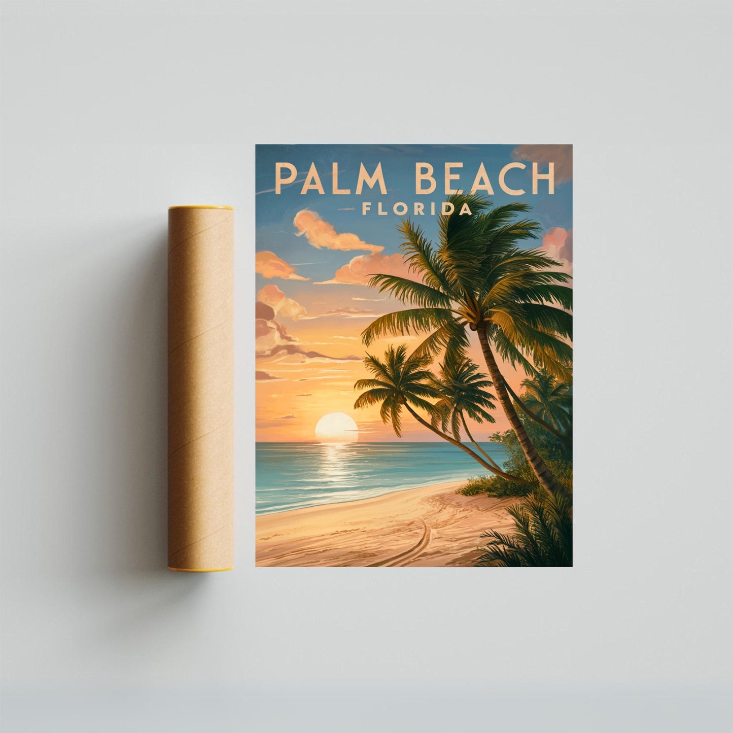 Palm Beach Vintage Travel Poster - Coastal Elegance