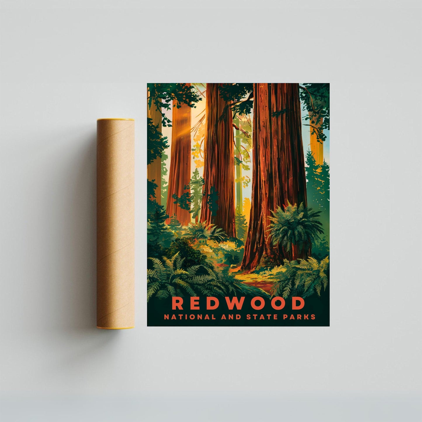 Redwood National and State Parks  Vintage Travel Poster - Giants of the Forest