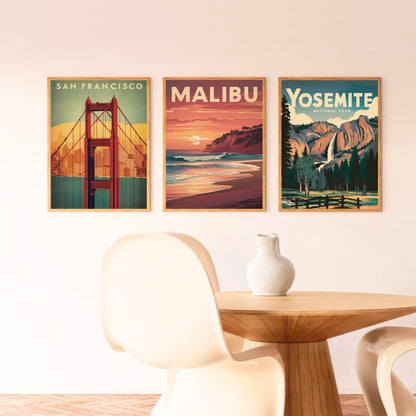 Malibu Vintage Travel Poster - Coastal Beauty