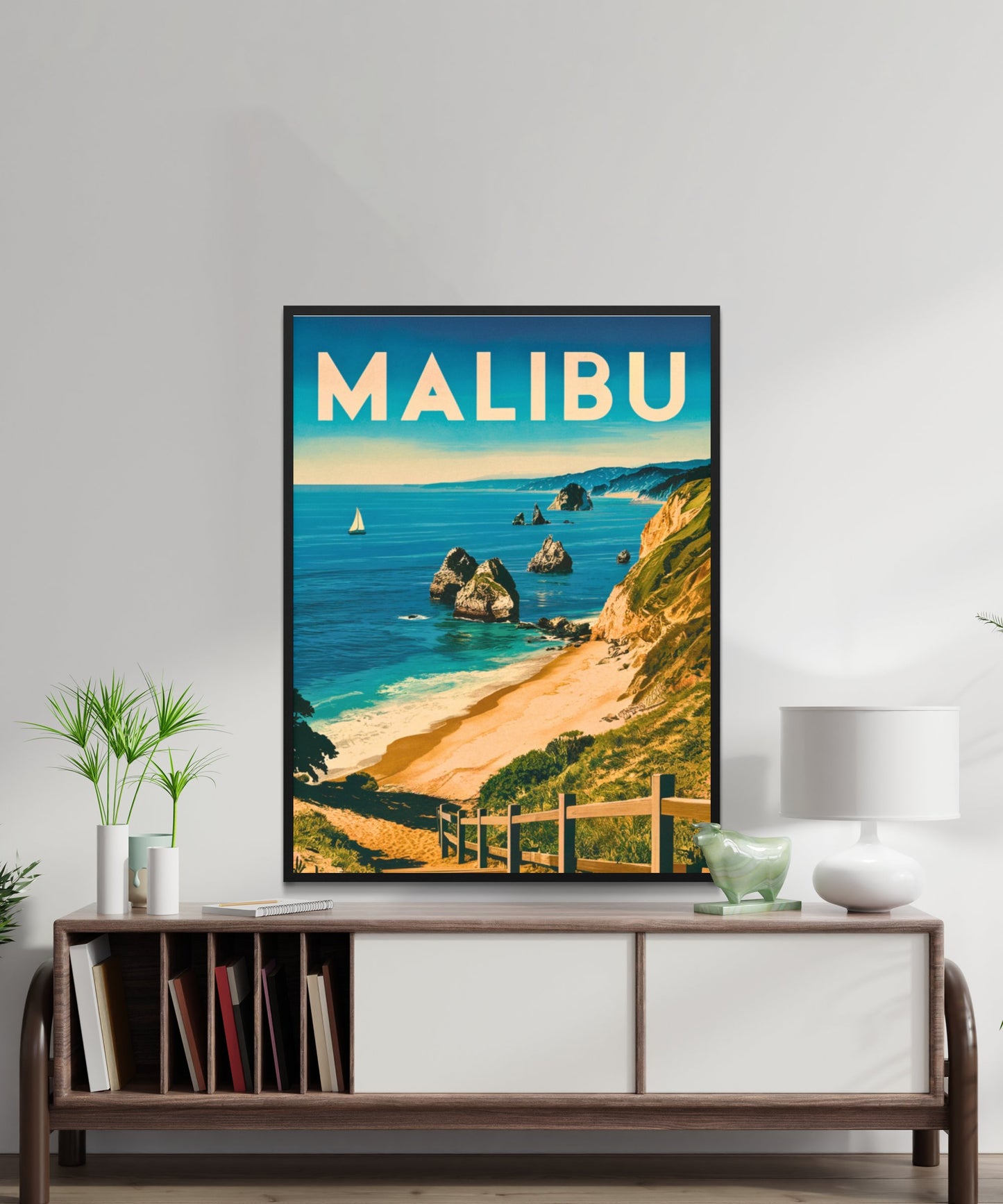 Malibu Vintage Travel Poster - Pacific Bliss