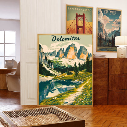 Dolomites Vintage Travel Poster - Italian Mountain Splendor