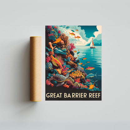 Great Barrier Reef Vintage Travel Poster - Beautiful Views