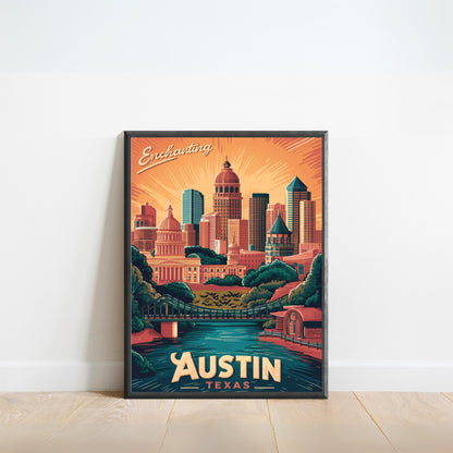 Austin Vintage Travel Poster