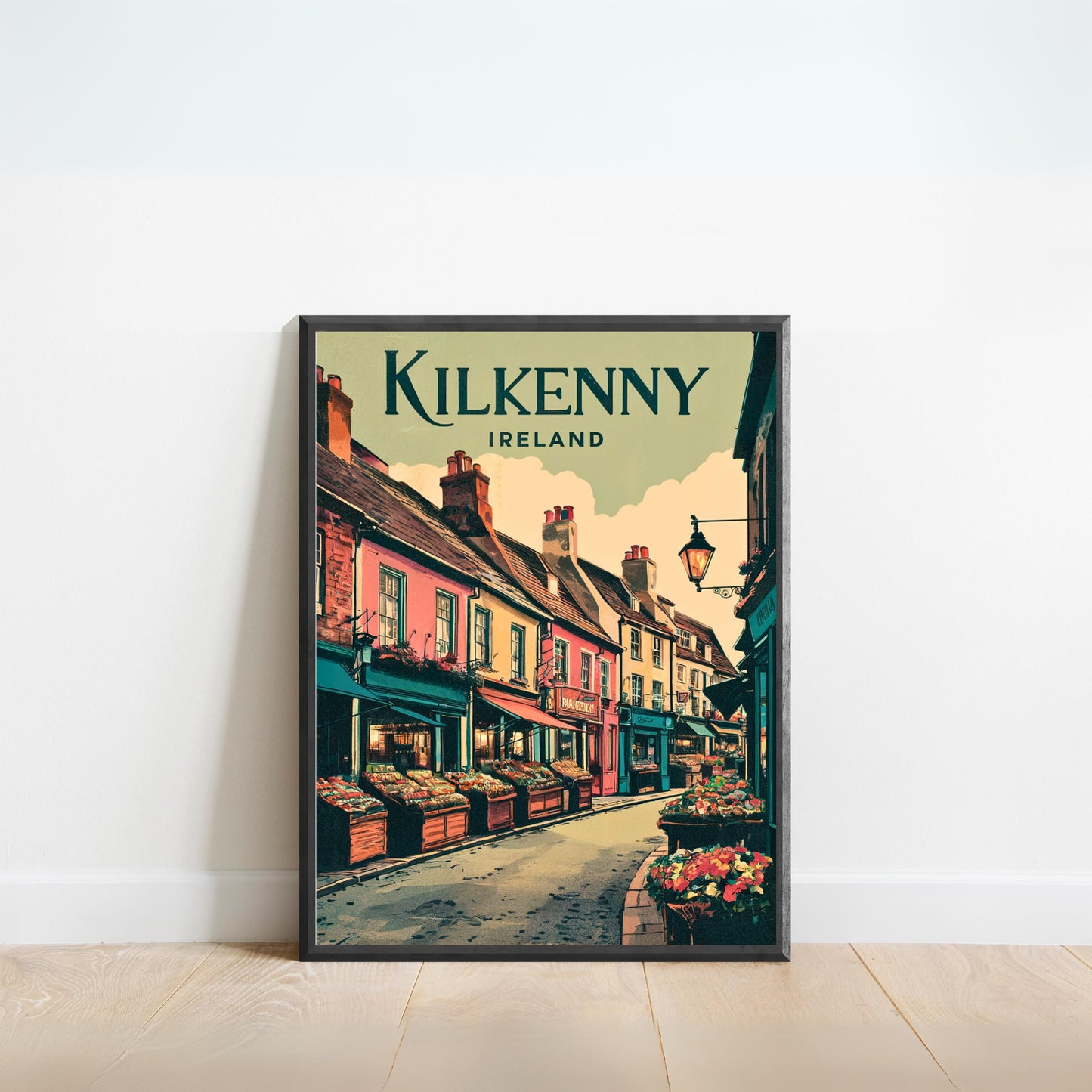 Kilkenny Vintage Travel Poster  - Cobblestone Streets