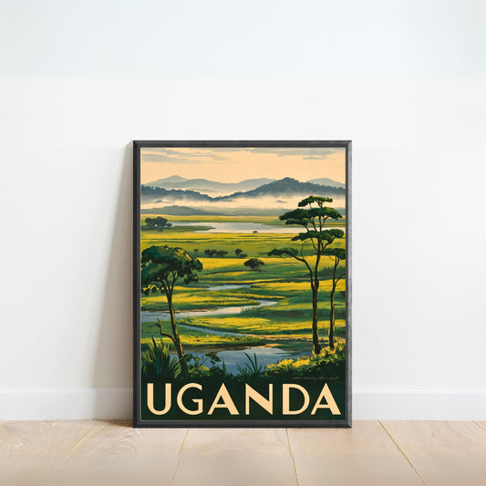 Uganda Vintage Travel Poster - Heart of the Pearl of Africa