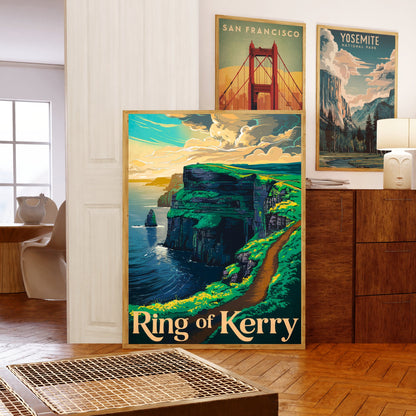 Ring of Kerry Vintage Travel Poster - Emerald Hills